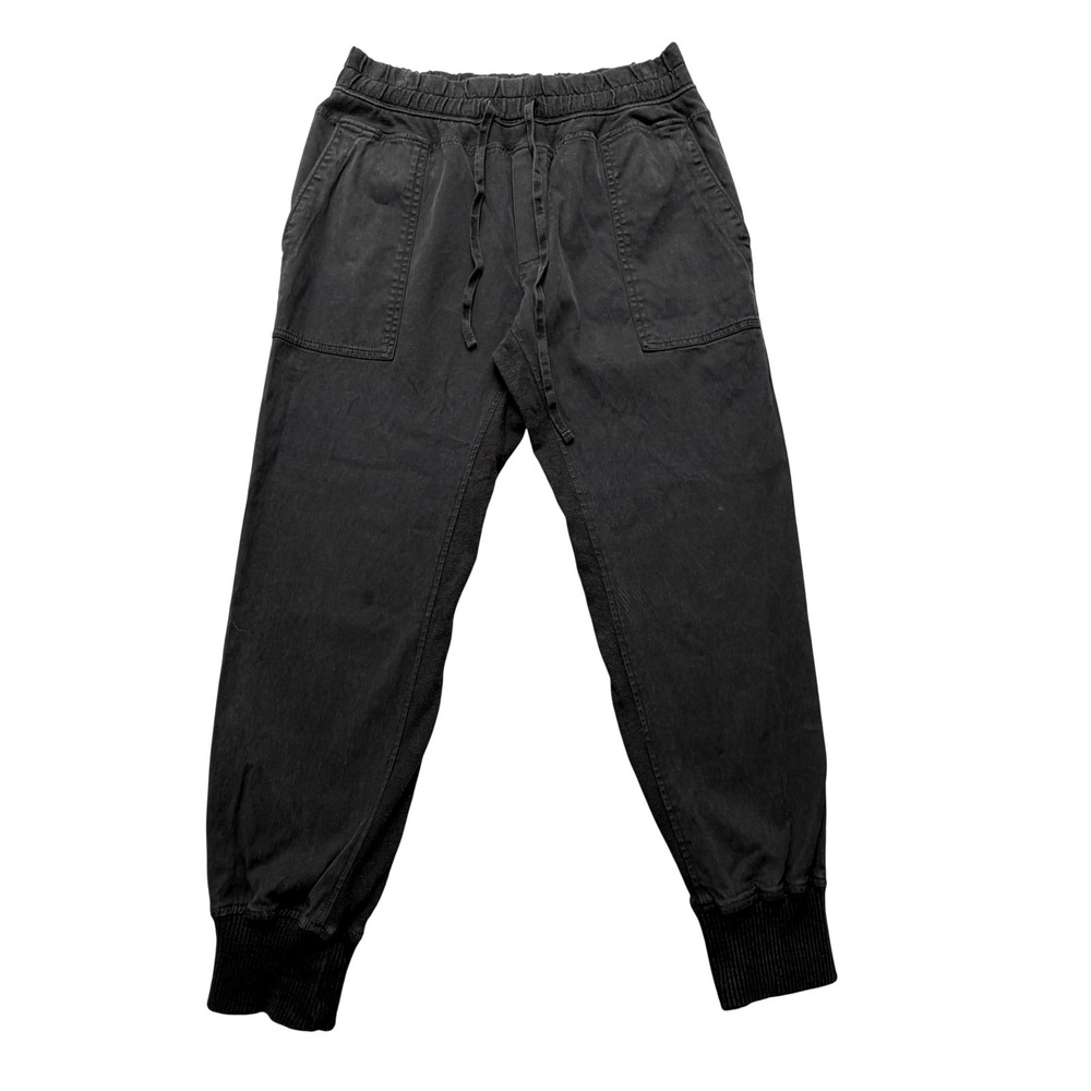 James Perse Jogger Pants Womens 3 Black Twill Elastic Waist Cuffed Pockets